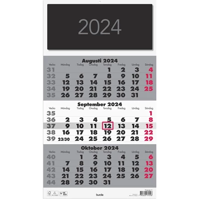 Väggkalender 2024 Triplaner Elegant