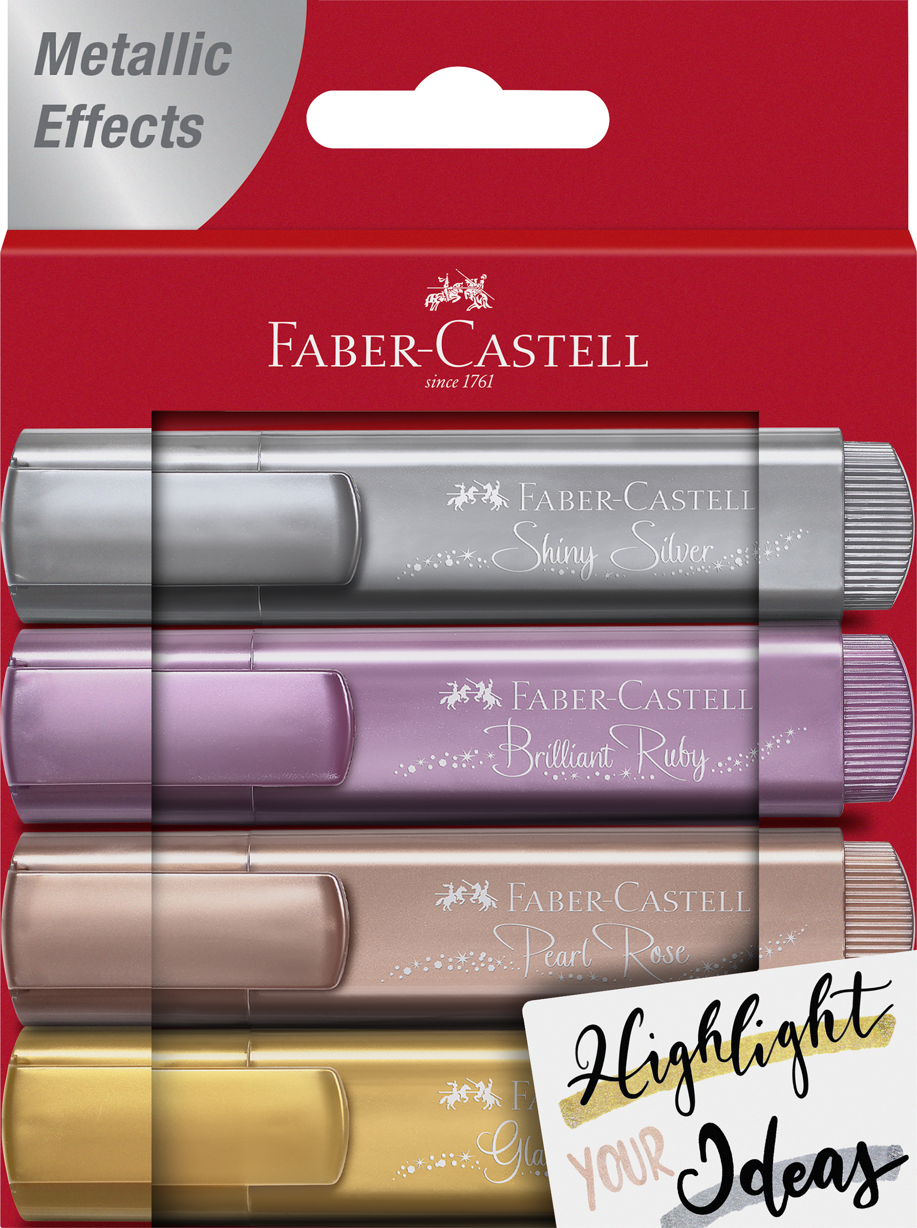 Överstrykningspenna Faber-Castell Metallic 4-set