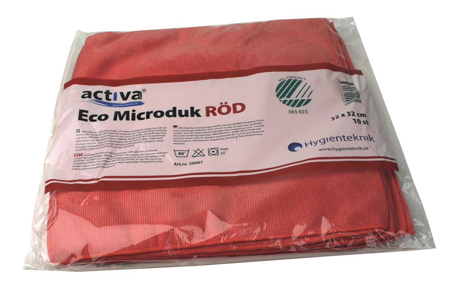 Microfiberduk Activa Eco 32x32cm Röd 10st/fp