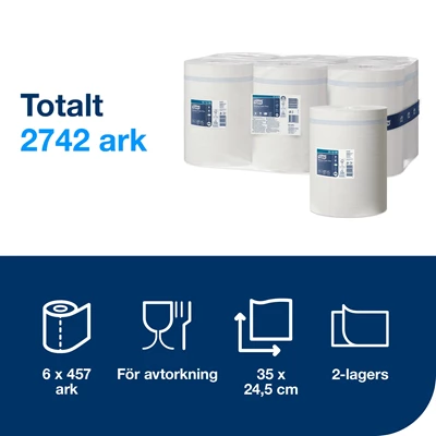 Handtorkpapper Tork Midi M2 2-lag vit Adv 420 6rl