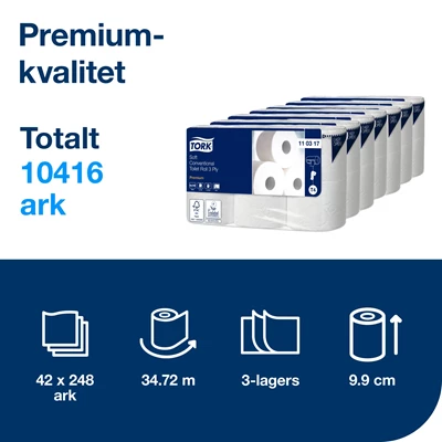 Toalettpapper Tork Premium T4 3-lag 35m 42rl/kolli