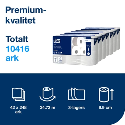 Toalettpapper Tork Premium T4 3-lag 42rl/kolli
