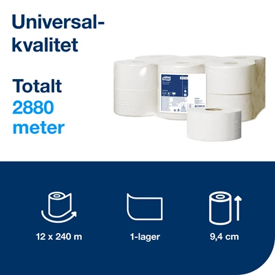 Toalettpapper Tork Uni Mini Jumbo T2 1-lag 12rl