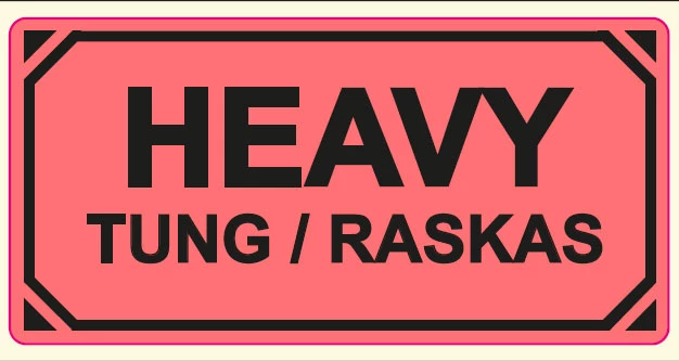Varningsetikett Heavy 100x50mm 1000st/rl