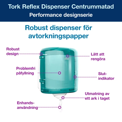 Dispenser Handtorkpapper Tork M4 Reflex Turkos