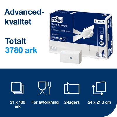 Pappershandduk Tork Advanced H2 2-lag 3780st/fp