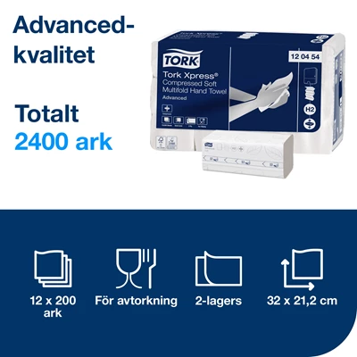Pappershandduk Tork Xpress Adv H2 Komp M-vikt 2400