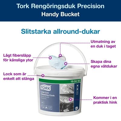 Rengöringsduk i hink Tork Precision W10 200/fp
