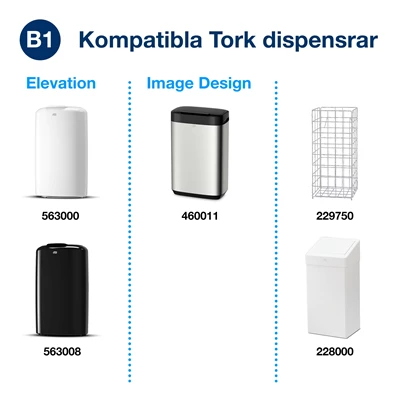 Soppåse 50L Tork B1 Vit 25st/rl x 10rl