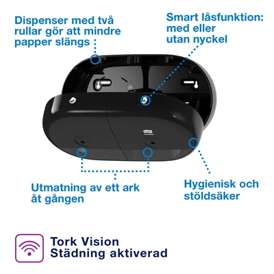Dispenser Toa Tork T9 SmartOne Mini Twin Svart