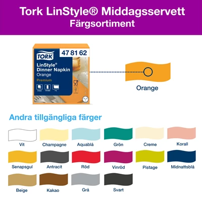 Servett Tork Linstyle 39x39cm 1/8 Orange 600st