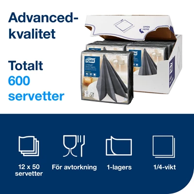 Servett Tork Linstyle 39x39cm Antracit 600st/kolli