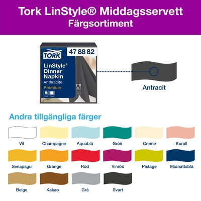 Servett Tork Linstyle 39x39cm Antracit 600st/kolli