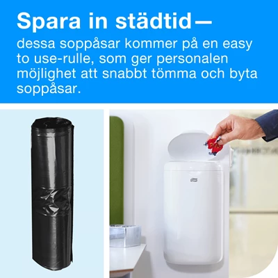 Sanitetspåse Tork B3 Plast Svart 50st/rulle