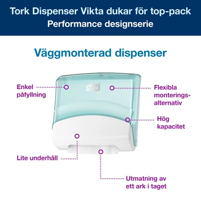 Dispenser Torkduk Tork W4 Top Pack Turkos/Vit