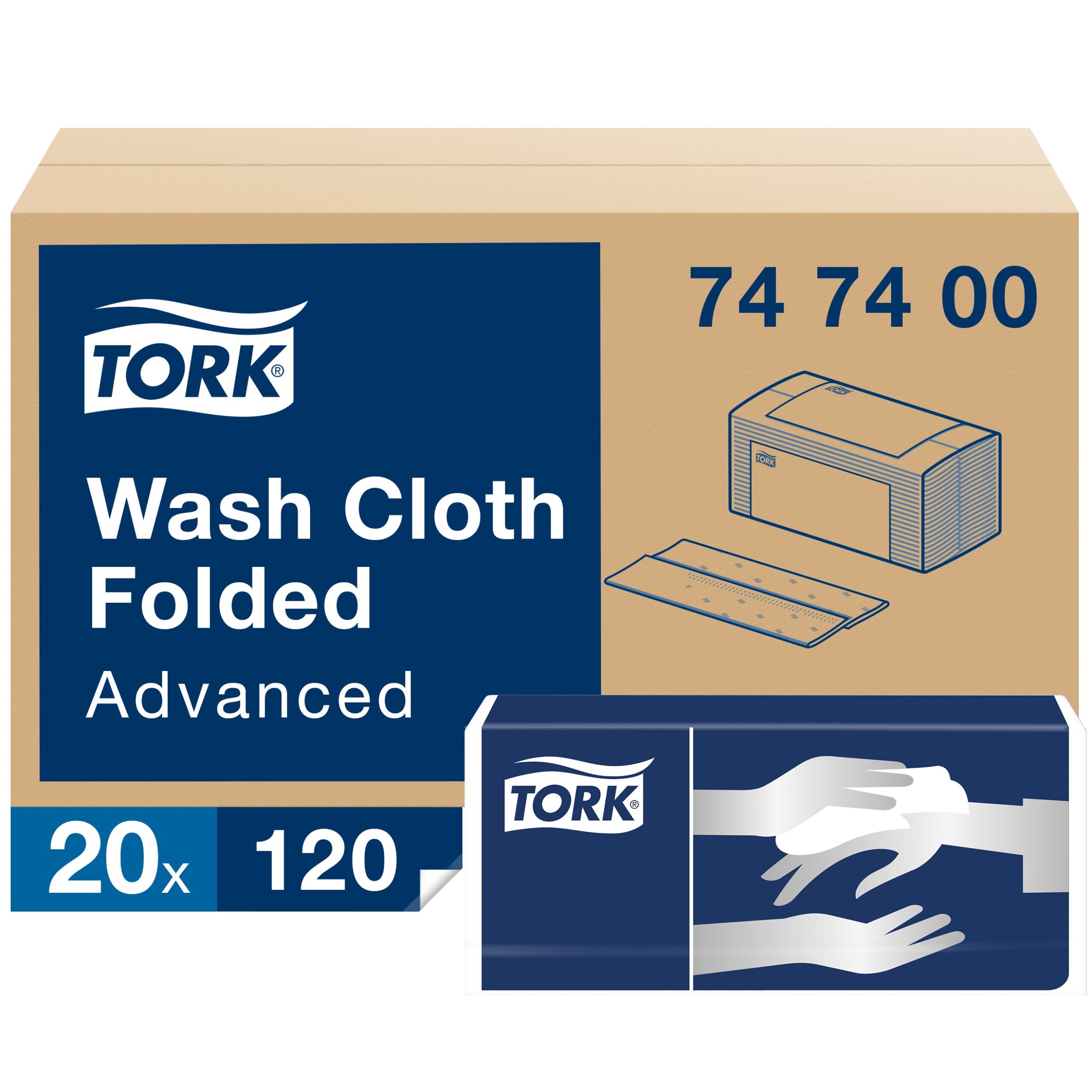 Tvättlapp Tork Adv 4-lag 25x19cm 2400st