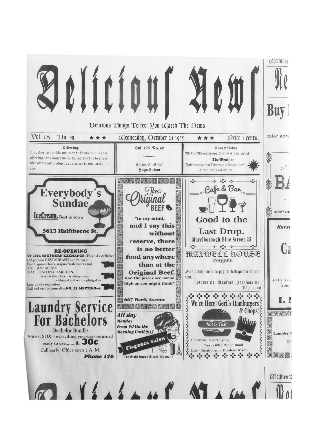 Wrapspapper 25x32cm Newspaper 1000st/fp