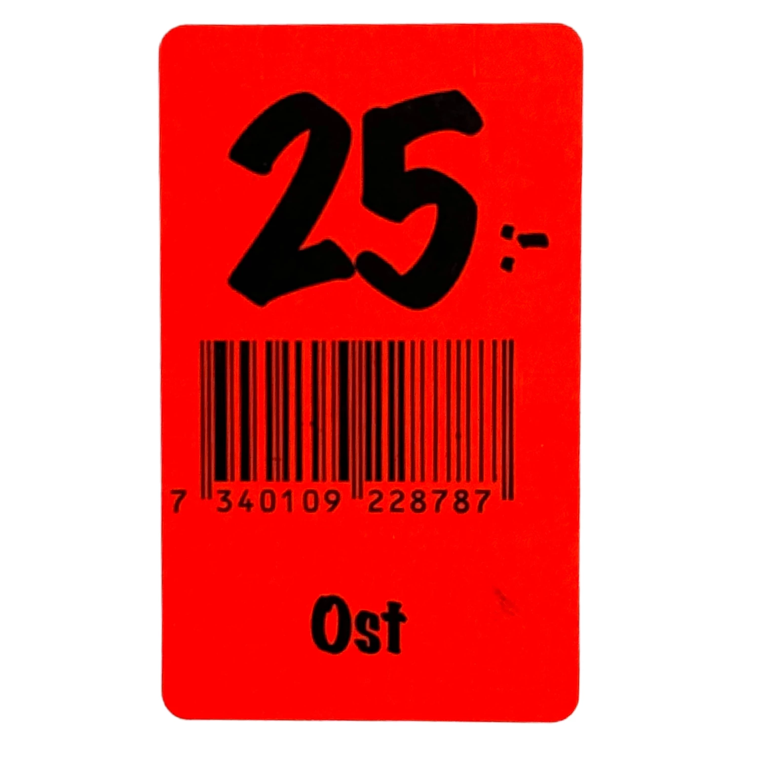 Etikett Ost 25kr med EAN 2000st/rl