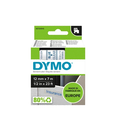 Märkt. Dymo D1 blå/tr. 12 mm