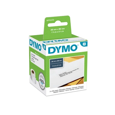 Etikett Dymo LW 89x28 mm vit 2/fp