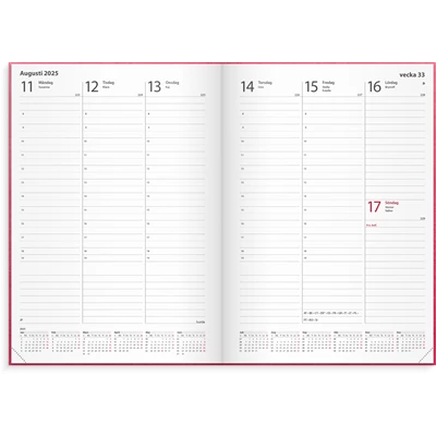 Kalender 2025 Weekly A5 Rosa konstläder