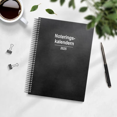 Kalender 2025 Noteringskalendern Svart konstläder