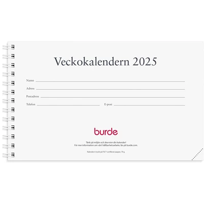 Kalender 2025 Veckokalendern refill