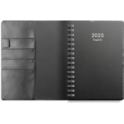 Kalender 2025 Dagbok Svart konstläder