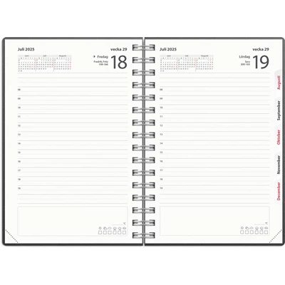 Kalender 2025 Dagbok Svart konstläder