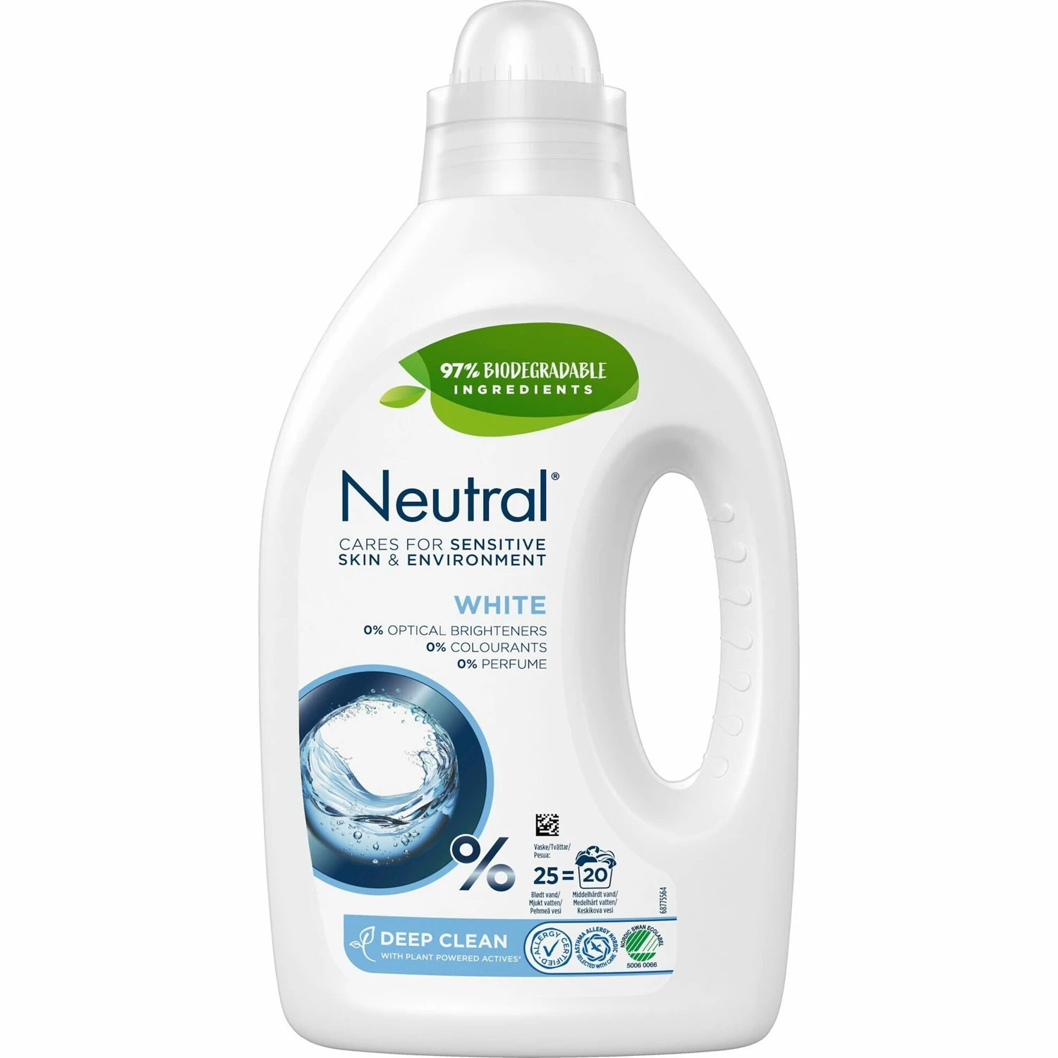 Tvättmedel Neutral Flytande White 1L 6st/FP