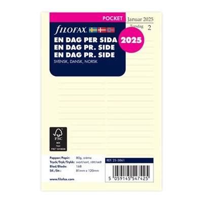 Dagbok Filofax Pocket 2025 dag/sida