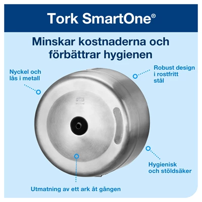 Dispenser Tork T8 SmartOne Toalettpapper Rostfri