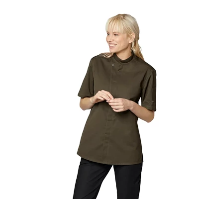 Kock-/servicejacka Kort ärm Olivgrön strl M