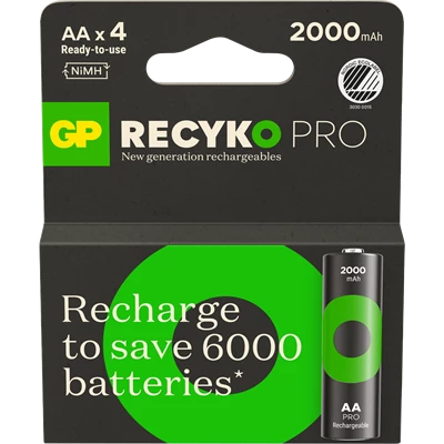 Batteri Laddningsbara GP ReCyko Pro AA 4st/fp