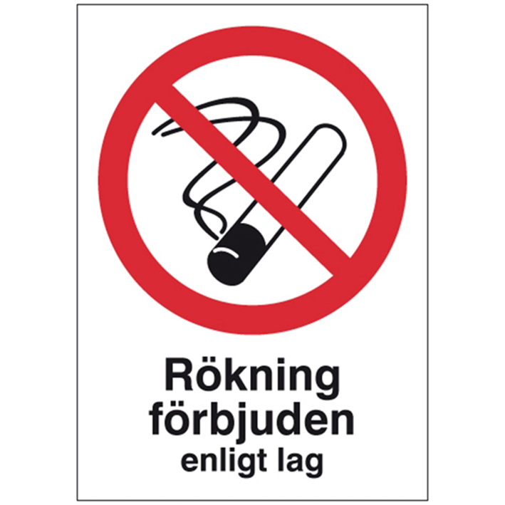 Skylt Rökning förbjuden 297x210 mm Aluminium