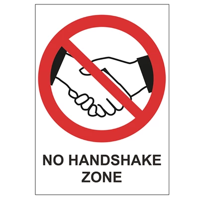 Skylt No Handshake Zone A5 Plast