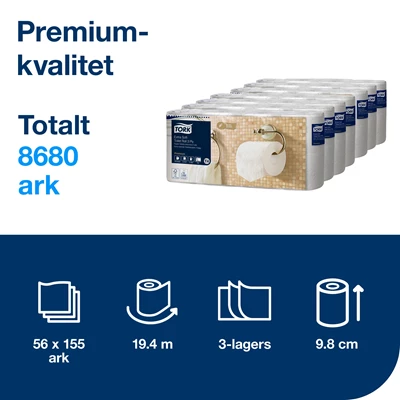 Toalettpapper Tork Premium T4 3-lags 56rl/kolli