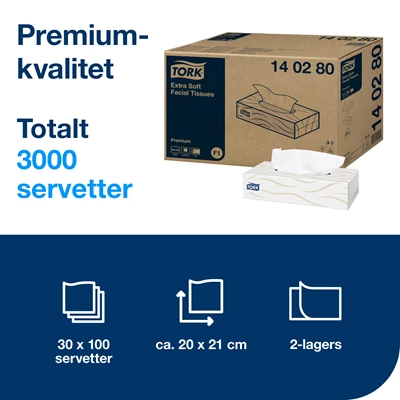 Ansiktsservett Tork Premium F1 3000st/kolli