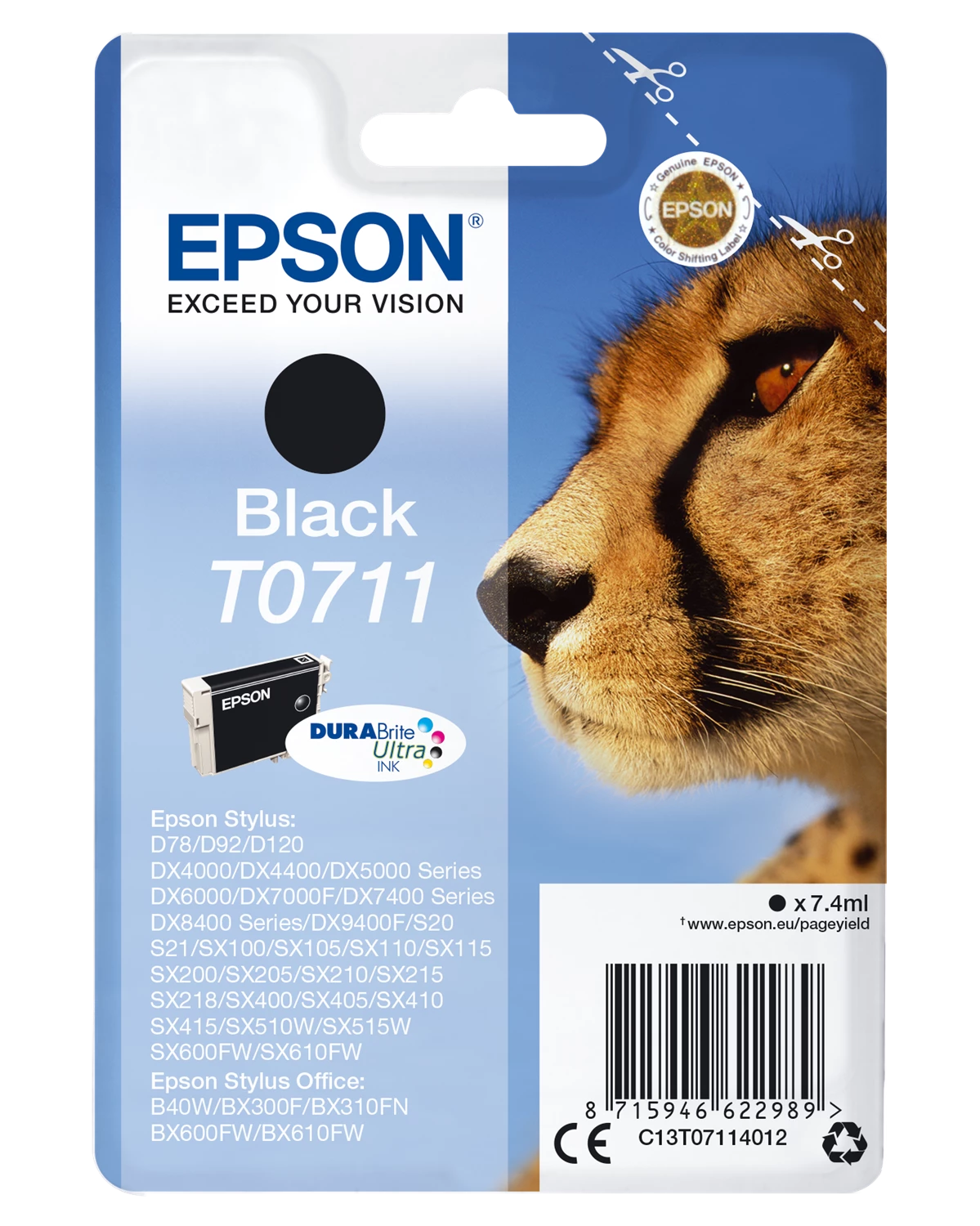 Epson T0711 Black Ink Cartridge 7.4 ml