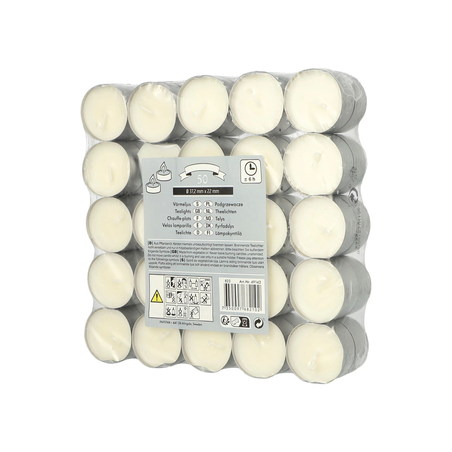Värmeljus 6h Ø37mm Vit 50st/fp