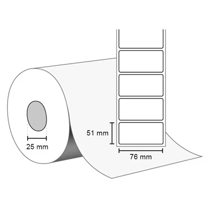 Thermoetikett 76x51mm kärna 25mm 1370/rle