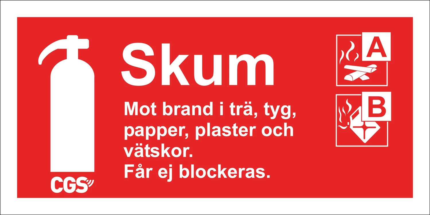 Skylt CGS Skum Vinyl 10x20cm röd/vit