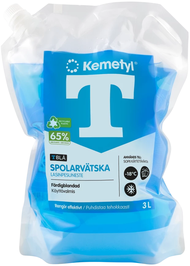 Spolarvätska T-Blå Färdigblandad -18°C 3 Liter