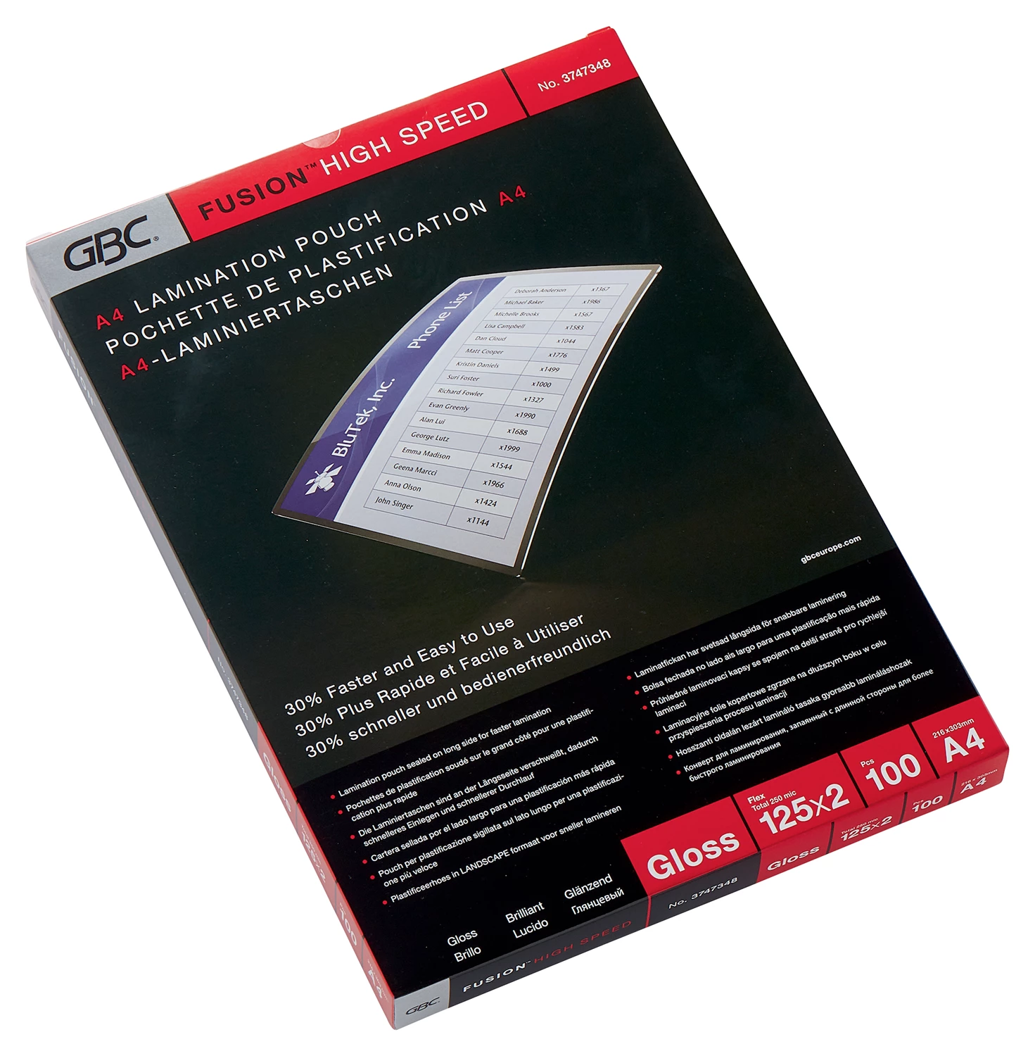 Lamineringsficka GBC A4 125 mic 100/fp vattentålig