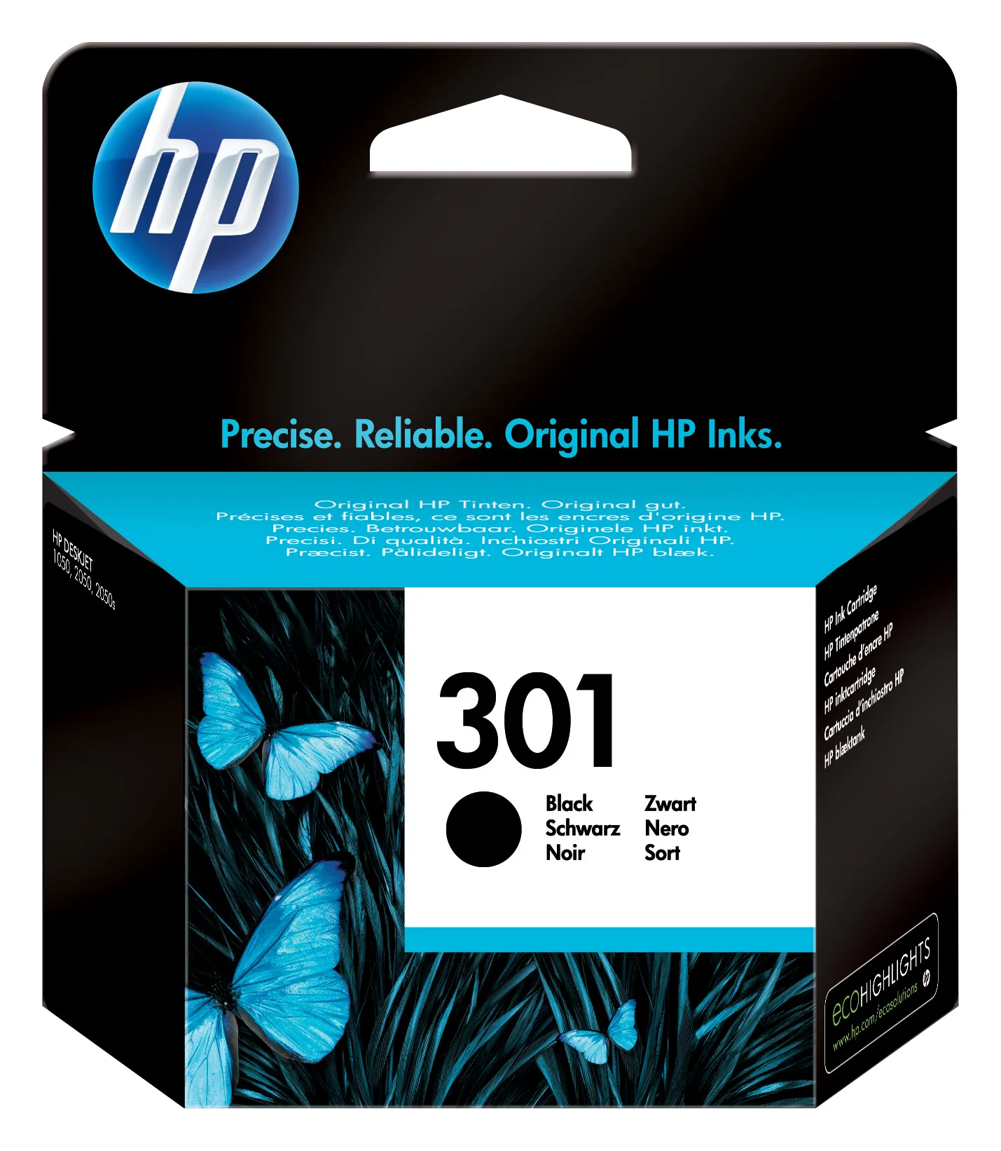 HP No301 black ink cartridge, blistered