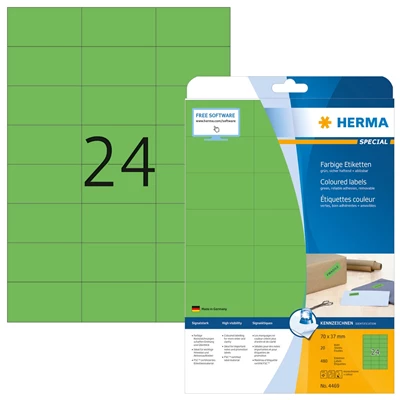 Etikett Herma grön avtagbar 70x37mm 480/fp