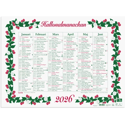 Väggkalender 2026 Stora Hallonalmanackan