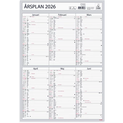 Väggkalender 2026 Årsplan