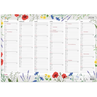 Väggkalender 2026 Väggblad Blomster