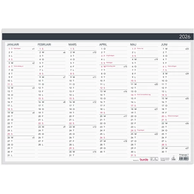 Väggkalender 2026 Väggblad Elegant 420x297 mm